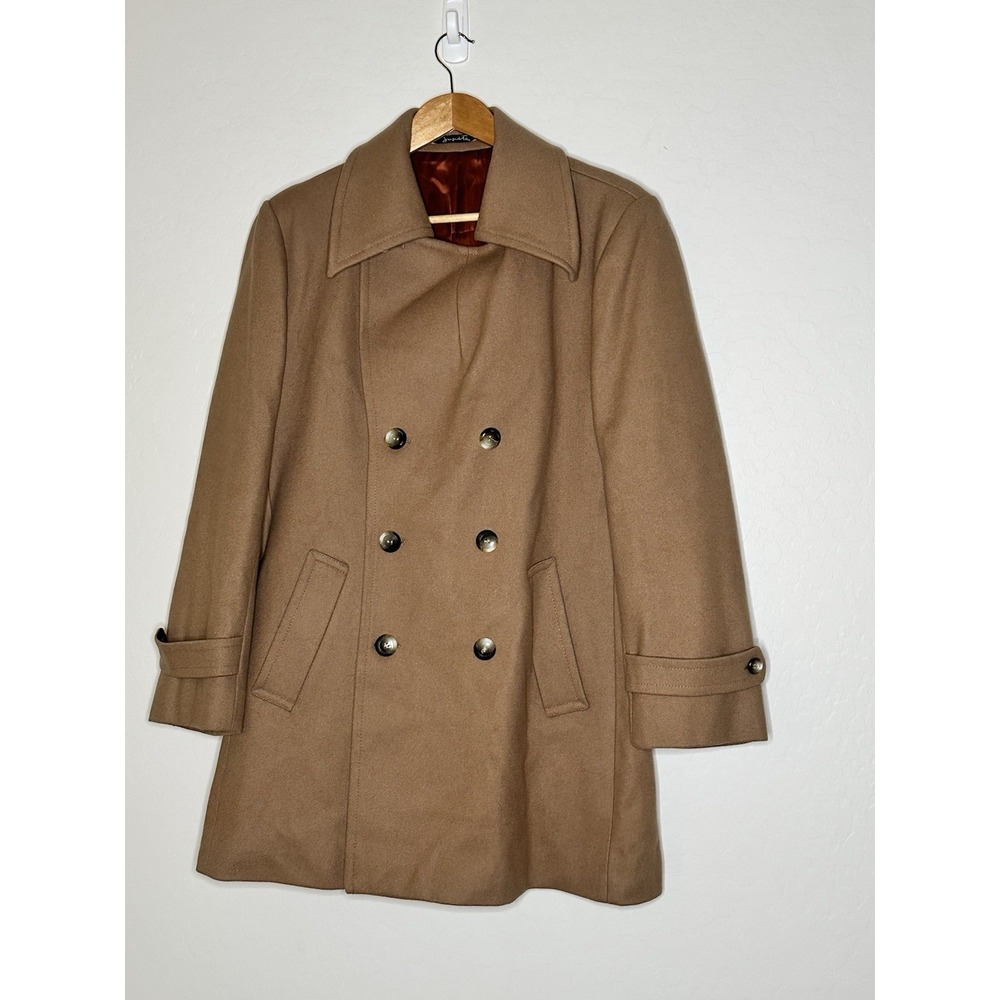 Vintage Jupiter Paris Camel Wool Double Breasted Pea Coat SZ M? See Measurement